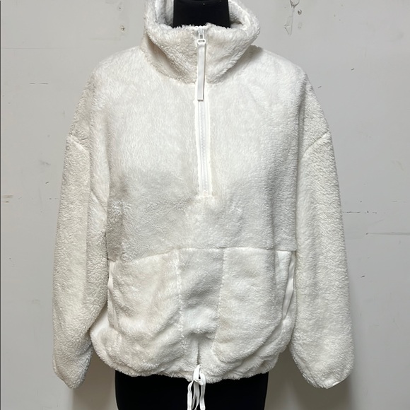 New! Women's High Pile Fleece 1/2 Zip Pull Over - All In Motion™ Cream - Picture 2 of 7